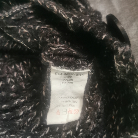 Razzle Dazzle large L  Dark Grey Gray tweed light grey V neck sweater - Picture 7 of 13